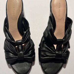 Taryn Rose Black Knotted Leather Slide Mules